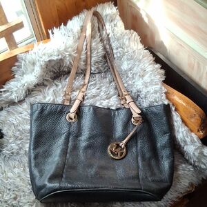 Michael Kors Black and Tan Leather Tote